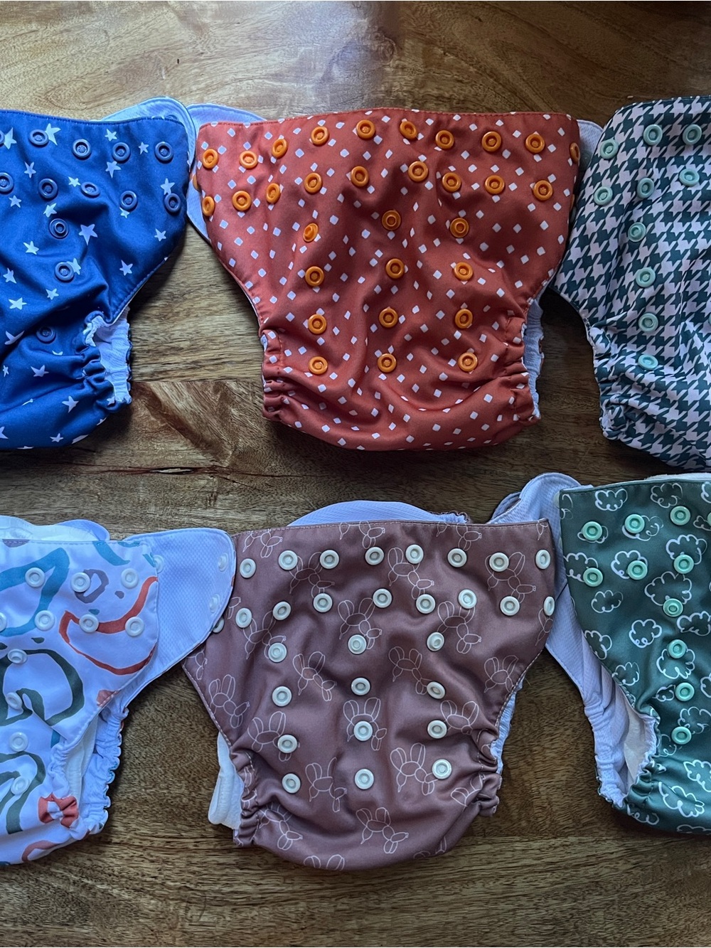 Mama Koala Pocket Cloth Diapers Lot of 6 w/ Inserts, OSFM, Multicolor Polyester